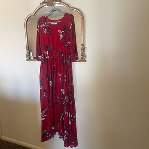 Chicwish Red and White Floral Maxi Dress